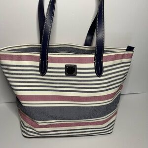 Dooney and Burke large zipper shopper tote red white and blue